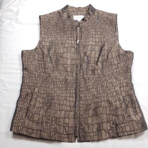 Erin London Brown Crocodile Pattern Womens Vest Size Medium